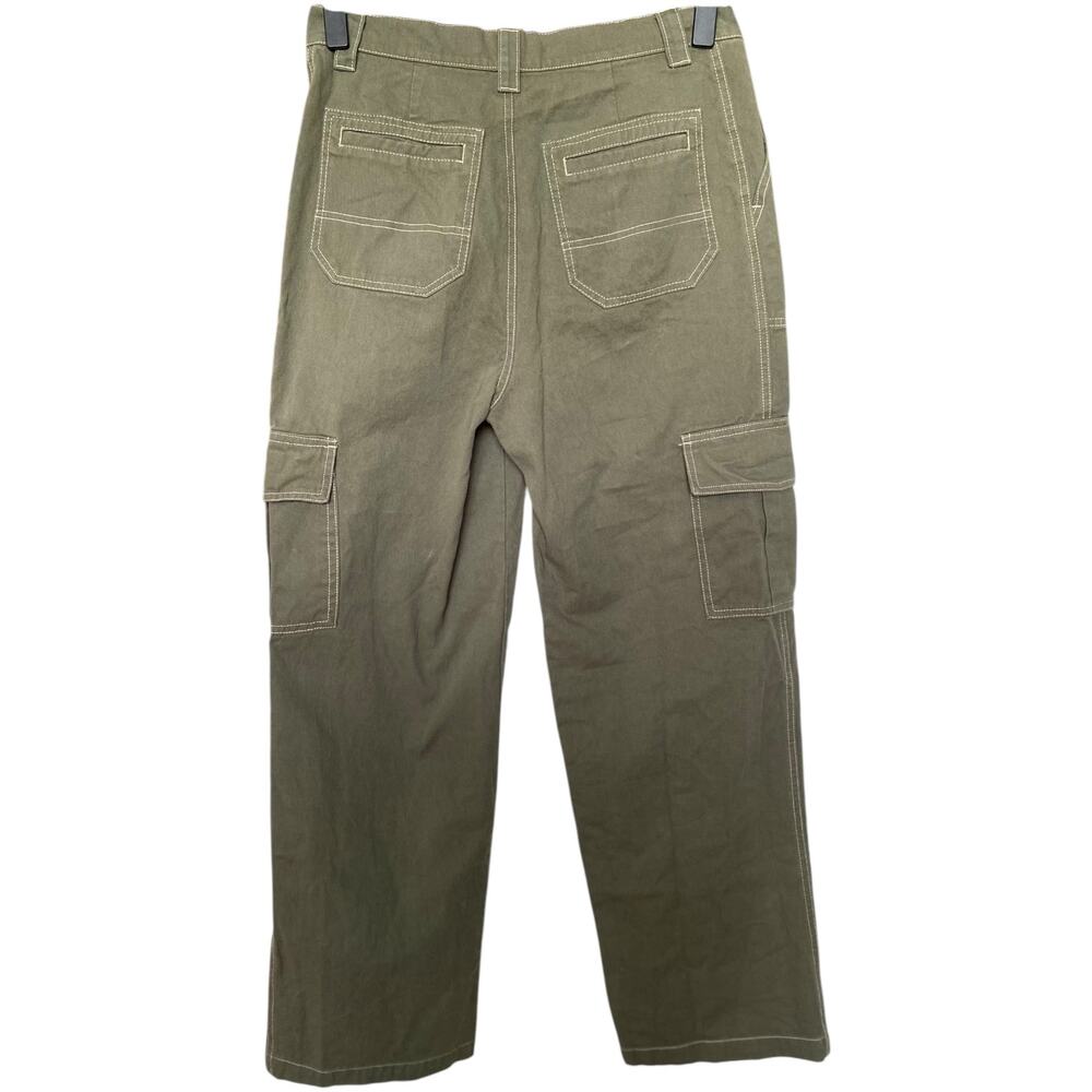 FULL TILT Contrast Stitch Womens Olive Cargo Pants size Large - Picture 2 of 3
